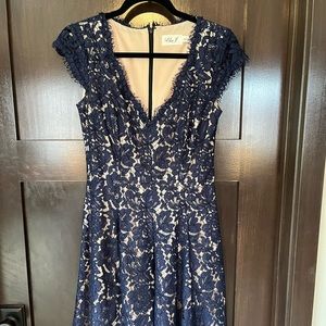 Blue lace cocktail dress